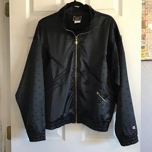 Champion Women’s Zip Satin Jacket Black W/Gold Size XL